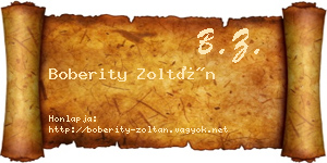 Boberity Zoltán névjegykártya